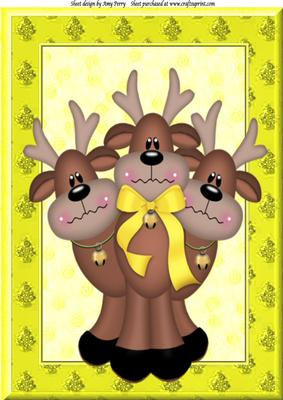 Family of Reindeers with Yellow Bow A4
