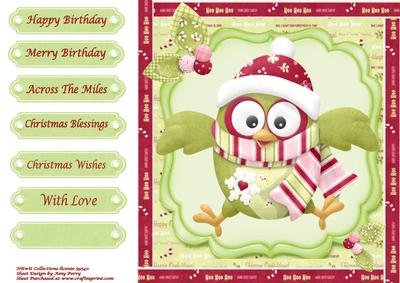 Cute Green Christmas Owl 8x8