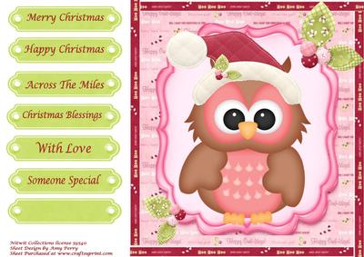 Lovely Dark Pink Owl 8x8
