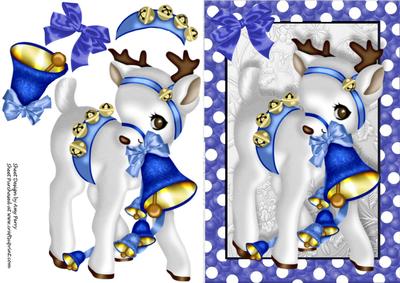 Lovely Silver Reindeer with Blue Bell