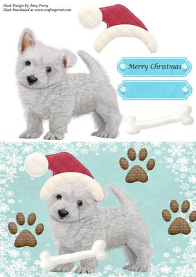 Cute Westie with Santa Hat