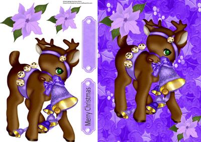 Beautiful Brown Reindeer with Purple Bell's