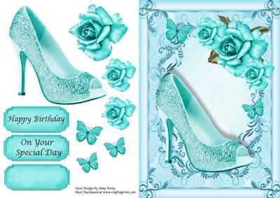 Beautiful Aqua Shoe & Rose's