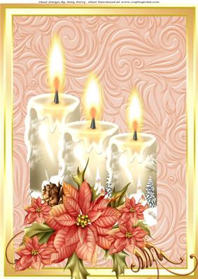 Beautiful Cream Candles with Flowers A4