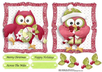 Cute Red Christmas Owl Toppers