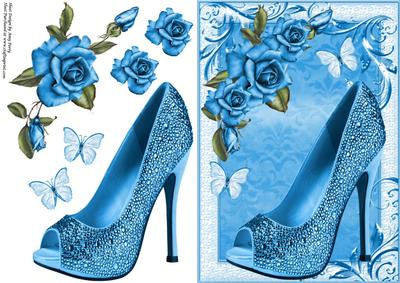 Beautiful Dark Blue Shoe & Roses
