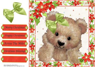 Teddy Bear with Green Bow 8x8