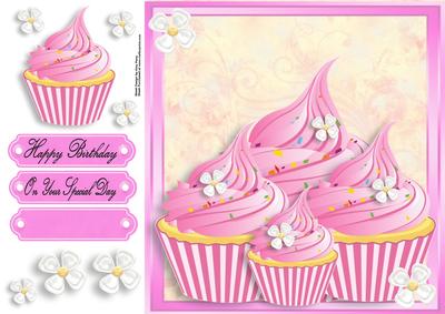 Scrummy Pink Cupcake's 8x8