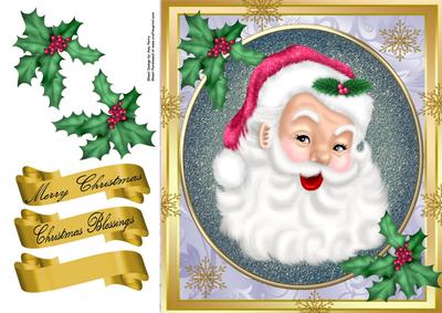 Santa Face in Oval Frame 8x8