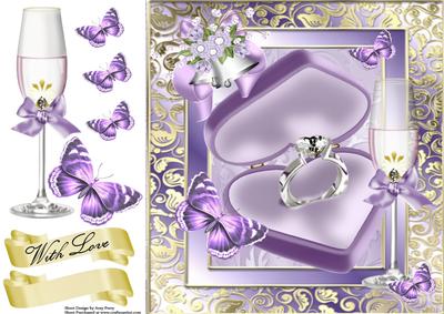 Lilac Engagement Ring in Love Heart Box 8x8