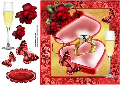 Beautiful Gold Engagement Ring in Red Box 8x8