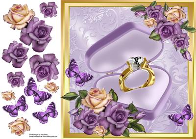 Beautiful Gold Engagement Ring with Roses 8x8