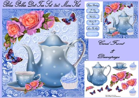Blue Polka Dot Tea Set 8x8 Mini Kit