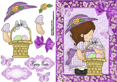 Beautiful Bonnet Girl with Easter Basket