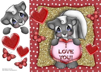 Cute Valentines Skunk with "i Love You Heart" 8x8