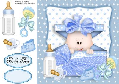 Cute Baby Boy in a Polka Dot Box 8x8