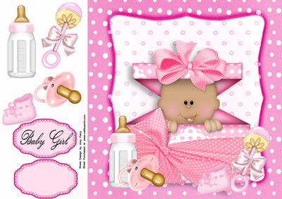 Cute Black Baby Girl in Pink Polka Dot Box 8x8