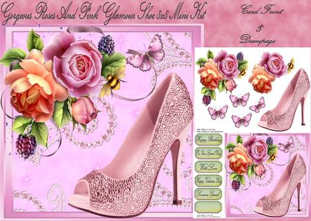 Gorgeous Rose's and Pink Glamour Shoe 8x8 Mini Kit