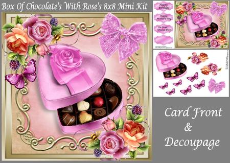 Box of Chocolate's with Rose's 8x8 Mini Kit