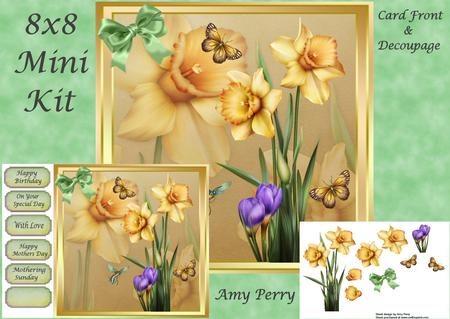 Beautiful Daffodil's with Butterflies 8x8 Mini Kit