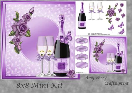 Purple Champagne Bottle & Glass's 8x8 Mini Kit