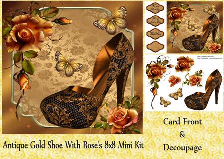 Antique Gold Shoe with Rose's 8x8 Mini Kit
