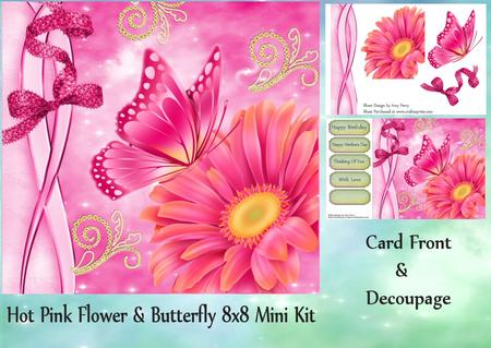 Hot Pink Flower & Butterfly 8x8 Mini Kit