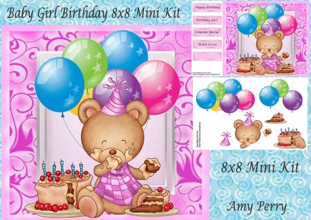 Baby Girl Birthday 8x8 Mini Kit