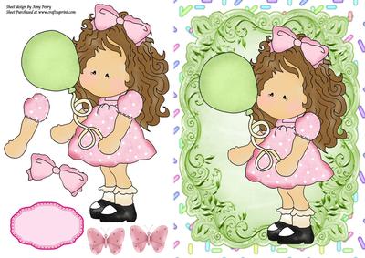 Birthday Girl with Green Balloon