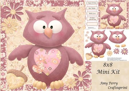 Cute Purple Owl 8x8 Mini Kit