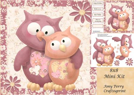 Cute Owl Couple 8x8 Mini Kit