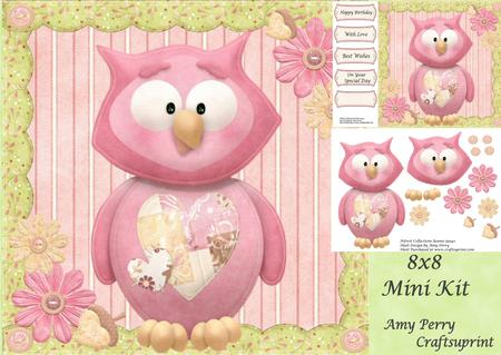 Cute Pink Owl 8x8 Mini Kit