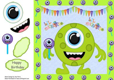 Green Monster with Monster Lolly 8x8