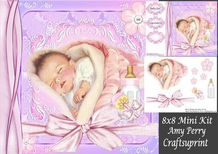 Baby Girl in Blanket 8x8 Mini Kit