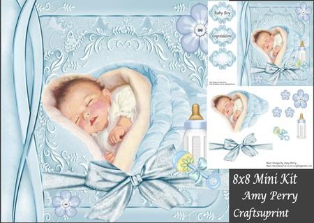 Baby Boy in Blanket 8x8 Mini Kit