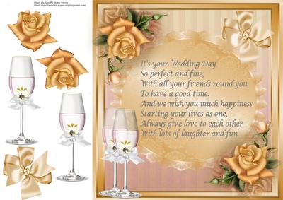 Beautiful Poem with Gold Roses 8x8