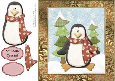 Cute Penguin with Polka Dot Scarf 8x8