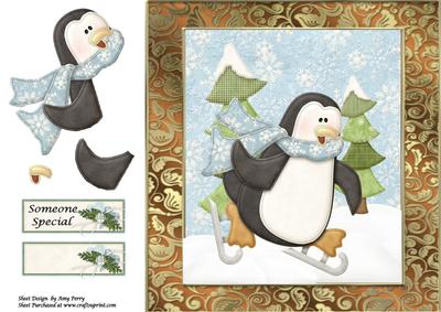 Ice Skating Penguin 8x8