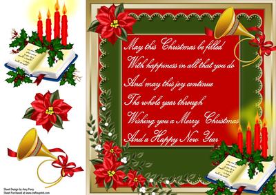 Beautiful Christmas Poem with Candle's 8x8