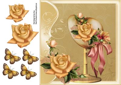 Beautiful Gold Roses on Elegant Hat 8x8