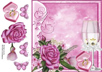 Beautiful Pink Rose with Champagne Glass's 8x8
