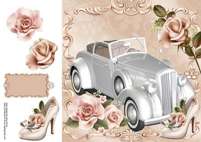 Beautiful Cream Wedding Car with Roses 8x8