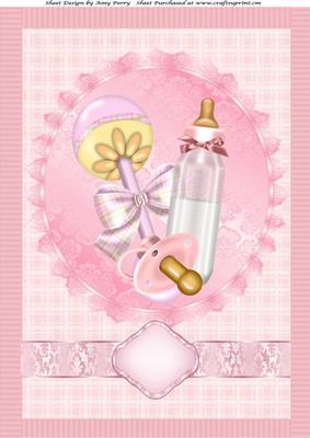 Baby Girl Rattle,bottle & Dummy A4