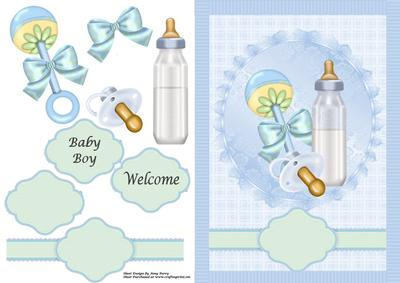 Baby Boy Rattle,bottle & Dummy