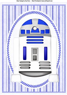 R2d2 in White Oval Frame A4