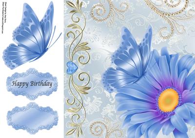 Beautiful Blue & Lilac Flower 8x8