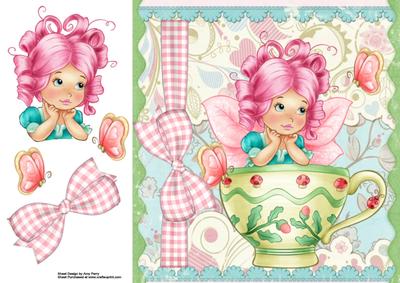 Cute Fairy in a Tea Cup 8x8
