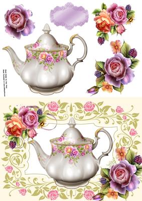 Beautiful Cream Floral Tea Pot