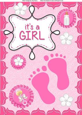 Baby Girl Pink Footprints A4