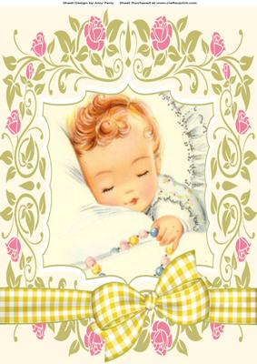 Unisex Baby in Floral Frame A4